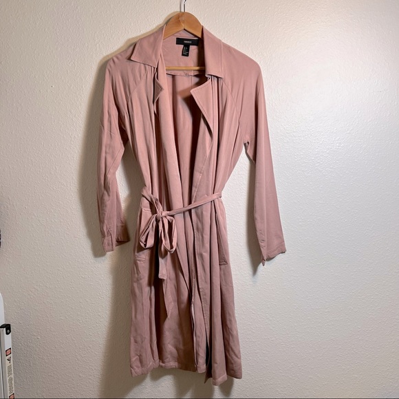 NEW Forever21 Pink Belted Trench Coat size Small - Picture 3 of 7